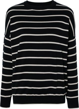 Lorena Antoniazzi striped cotton blend jumper - women - Cotton/Cashmere - 42 - Blue