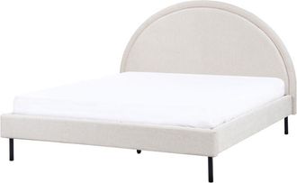 Beliani Cama Minimalista De Tela Tapicer&iacute;a Poli&eacute;ster Somier Cabecero Semicircular 160 X 200 Cm Beige Claro Margut