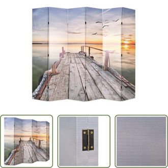 vidaXL vidaXL Paravento per ufficio - Paravento Pieghevole 228x170 cm Stampa Lago