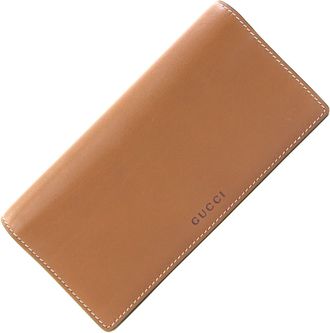 Gucci Beige Brown Leather Pvc Long Wallet (Bi-Fold) (Pre-Owned)