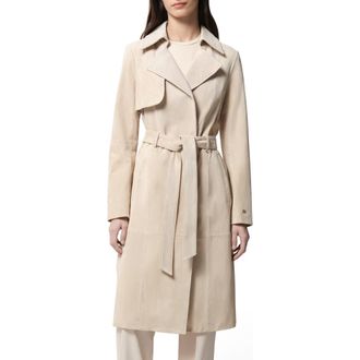 Soia & Kyo Alexis Genuine Suede Trench Coat in Mist at Nordstrom, Size Large