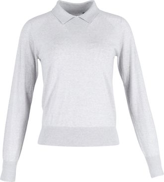 Theory Collared Sweater in Light Grey Wool