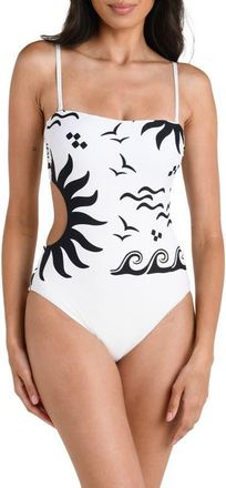 La Blanca Waves of Rio Cutout Bandeau One-Piece Swimsuit in Ivory at Nordstrom, Size 16