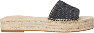 Ralph Lauren Bovenwerk: 100% Katoen / Zool: 100% Rubber / Voering: 100% Schapenleer - Dames - Sandalen - Zwart - 40 EU - Katoen - Schoenen