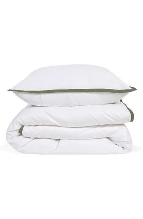 Pom Pom at Home Langston Sateen Duvet Cover & Sham Set in Moss at Nordstrom, Size Queen