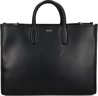 BOSS Borsa tote con placca logo e tracolla removibile - Nero