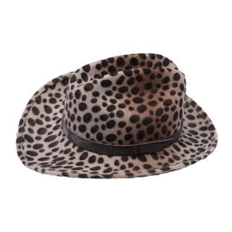 Catarzi Luipaard Cowboyhoed met Leren Band - Dames - Hoeden - Beige - 57 CM - Accessoires