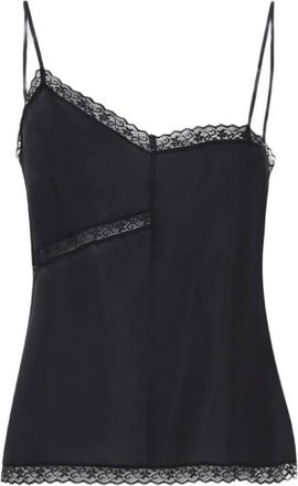 Maison Margiela Lace-Trimmed Silk Top, Brand Size 44 ( US Size 10 )