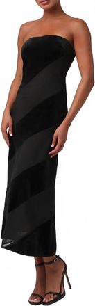 Lulus Surrey Velvet Striped Dress In Black