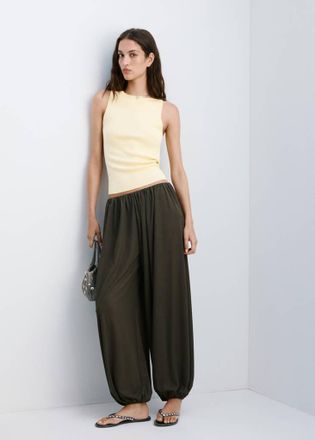 Mango Top maglia sottile collo barca vaniglia - Donna - L - MANGO