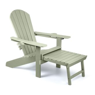 VonHaus Westport Reclining HDPE Adirondack Garden Chair with Footrest in Light Green | Size: 1 Pack