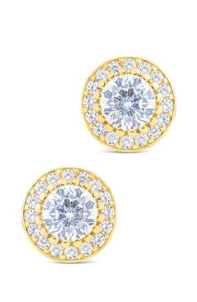 Sterling Forever Round Cut Cubic Zirconia Stud Earrings in Gold at Nordstrom