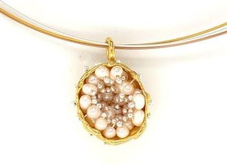 Esin Akan Dance of Stamens Necklace Midi, Gold plated Hollow Bezel with Fresh Water Pearls in Gold-Plated at Nordstrom, Size 18