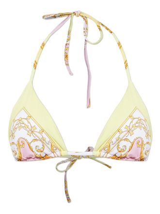 Versace Bikinitop met striksluiting en print - Geel