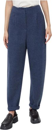 Emporio Armani Wijde Broek - Dames - Straight fit broeken - Blauw - S - Katoen - Broeken