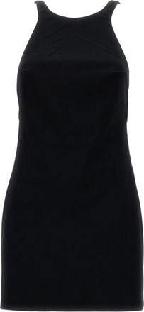 Andamane Black Carmen Satin-Effect Open-Back Stretch Mini Dress