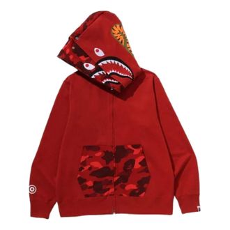 A Bathing Ape Color Camo Shark Full Zip Double Hoodie Red 1M30-115-009-RED