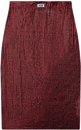 GCDS Glanzende Jersey Kokerrok - Dames - Kokerrokken - Rood - XS - Pailletten - Rokken