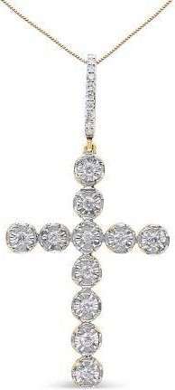 House of Brilliance 10K Yellow Gold 5/8 Cttw Diamond Link Cross Pendant Necklace for Men - NO CHAIN at Nordstrom