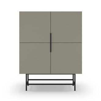 DRAWER Aparador alto de 4 puertas en madera y metal H128cm - Verde almendras