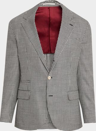 Brunello Cucinelli Mens Wool, Silk and Linen Houndstooth Sport Coat