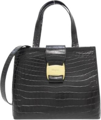 Ferragamo Pre-owned Calf Shoulder Bag - Dames - Vintage Handtas - Zwart - ONE Size - Leer - Vintage