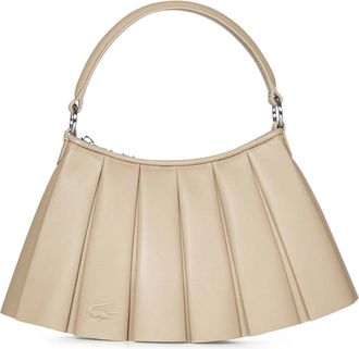 Lacoste Beige leren schoudertas krokodil stijl - Dames - Handtassen - Beige - ONE Size - Leer - Tassen