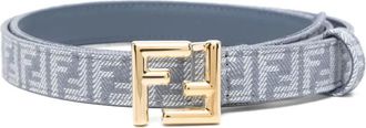 Fendi FF-jacquard belt - women - Fabric - 75 - Blue