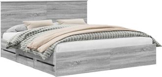 vidaXL Estructura De Cama Gris Sonoma 180 X 200 Cm Madera Ingenieril Vidaxl