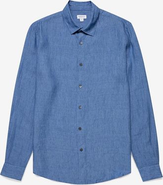 Sunspel Lang&auml;rmeliges Hemd aus Leinen