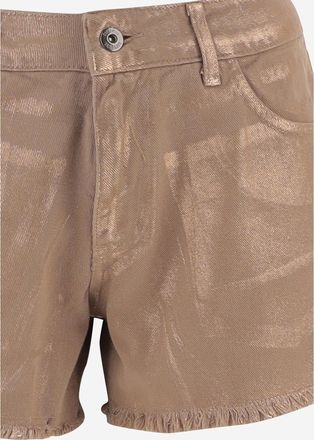 DON'T @ ME Womens Cotton Shorts, Fringed Hem, Beige