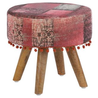 WOMO-DESIGN Taburete tapizado 38x36 cm rojo redondo decorativo con patas de madera