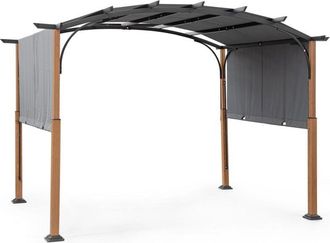 Decorspace Gazebo Taormina color naturale-antracite, struttura in acciaio per esterno da 3,6 x 3 m