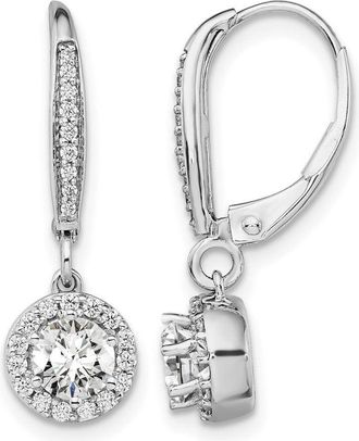 Diamond2Deal 14k White Gold Lab Grown Diamond Round Drop Dangle Earrings