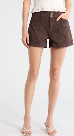 Paige Olivia Cargo Denim Shorts in Rich Chocolate at Nordstrom, Size 28
