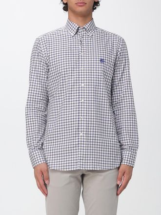 Etro Camicia in cotone Vichy con logo Cube ricamato e collo button-down