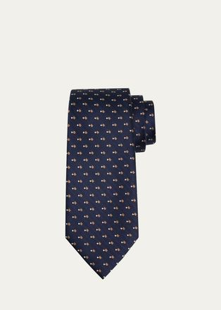 Ermenegildo Zegna Mens Geometric Herringbone Silk Tie