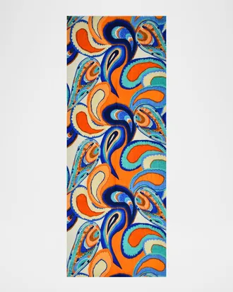 Janavi India Color Blast Print Silk-Merino Wool Scarf