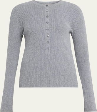Lisa Yang Airi Cotton-Cashmere Henley Sweater