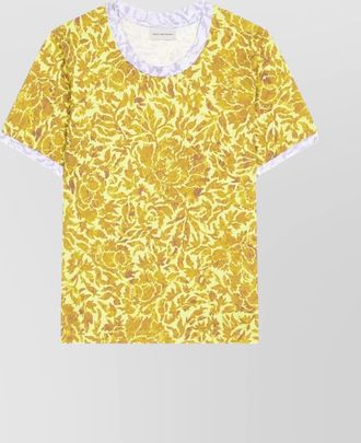Dries Van Noten floral contrast trim short sleeve t-shirt