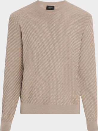 Brioni Mens Basketweave Crew Sweater
