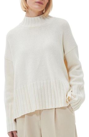 Barbour Winona Cotton & Wool Blend Funnel Neck Sweater in Antique White at Nordstrom, Size 10 Us