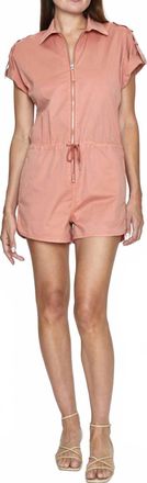 Pistola Denim Meg Short Sleeve Zip Front Romper In Turmeric