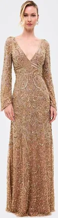 Beauut Embellished Sequin V-Neck Maxi Dress in Taupe Blush at Nordstrom, Size 10