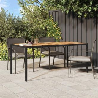 vidaXL Vidaxl - Tavolo da Giardino 190x90x75 cm Polyrattan Legno di Acacia Nero