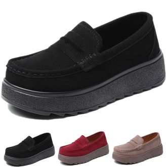 Generic Loafers Shoes for Women,Platform Loafers for Women Suede Orthopedic Penny Loafers Shoes Slip On Comfortable Walking Shoes Platform Thick Sole Arch Sup