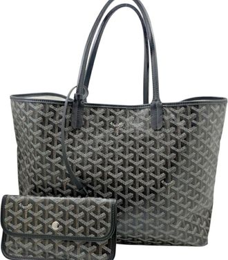 Goyard Saint Louis Black Brown Coated Canvas Leather Pouch Shoulder Bag Tote Bag (Pre-Owned)