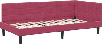 vidaXL Corner Bed Frame with Headboard Wine Red 90 cm x 200 cm Fabric vidaXL