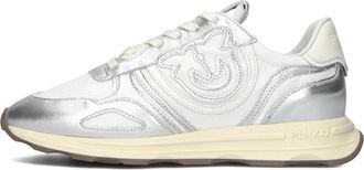 Pinko Metallic Zilveren Lage Sneakers - Dames - Sneakers - Grijs - 37 EU - Leer - Schoenen