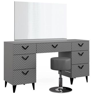 Vicco Tavolo da toeletta Anett, Grigio, 150 cm con sgabello